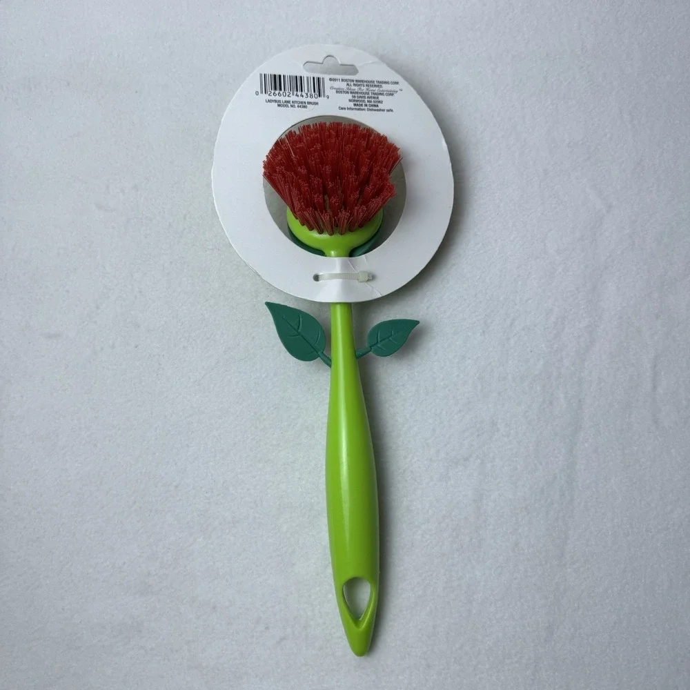 Boston Warehouse Ladybug Lane Kitchen Dish Brush 44380 Green Leaf 2011 Cute